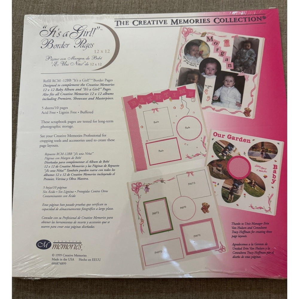 Creative Memories Border Pages Baby 12x12 Pink It's a Girl Scrapbook Refill